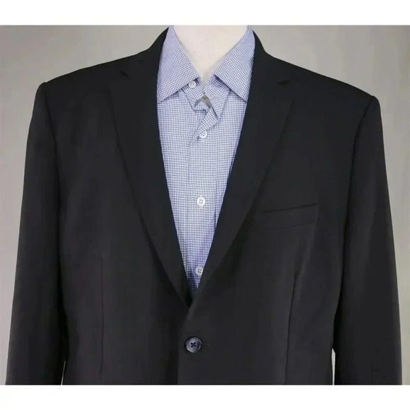 Theory Xylo Solid Black Slim Fit Wool Stretch 2-Btn Blazer Jacket 44R - Picture 3 of 9